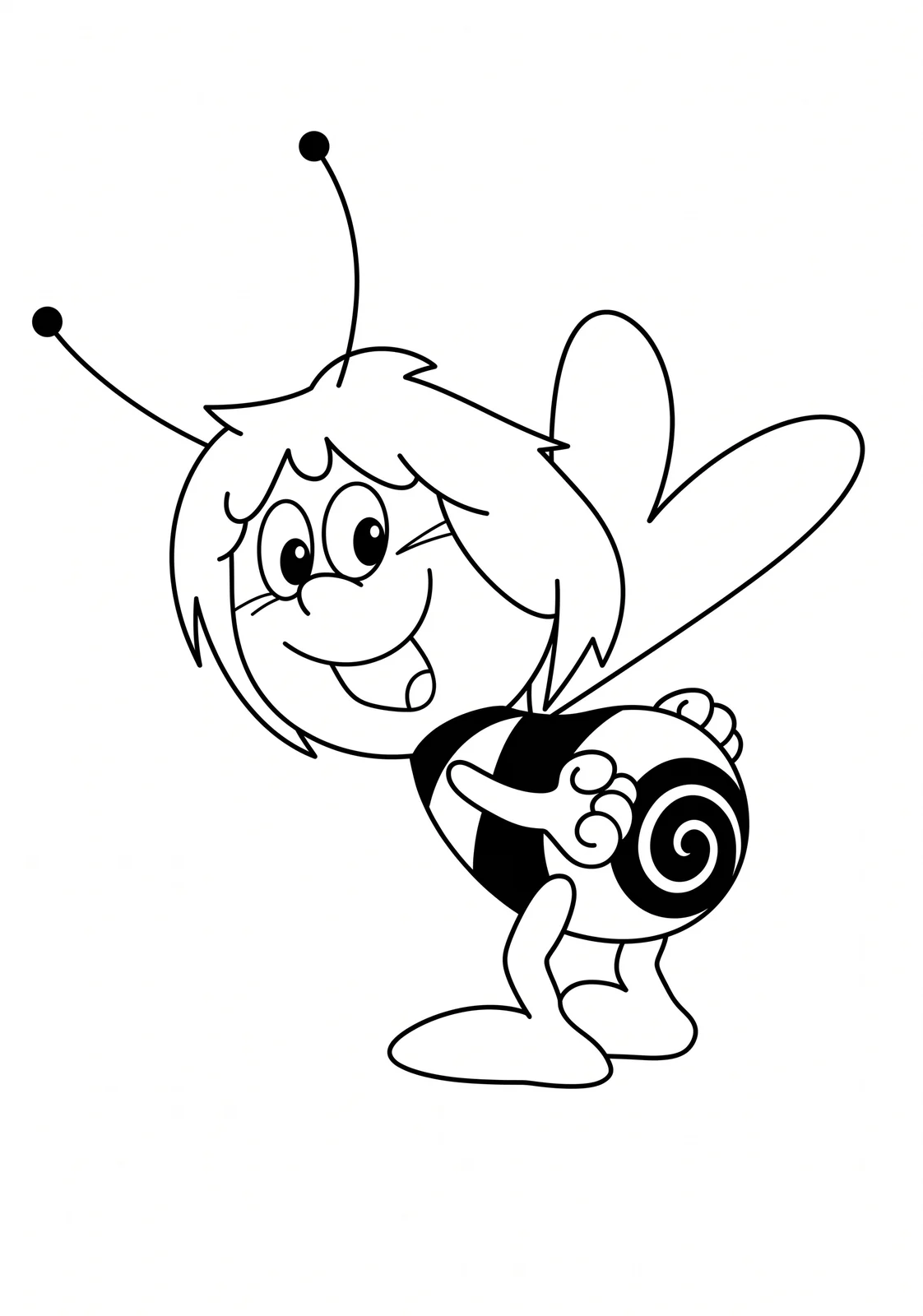 Bee and Snail Friends printable coloring page with line art and color reference