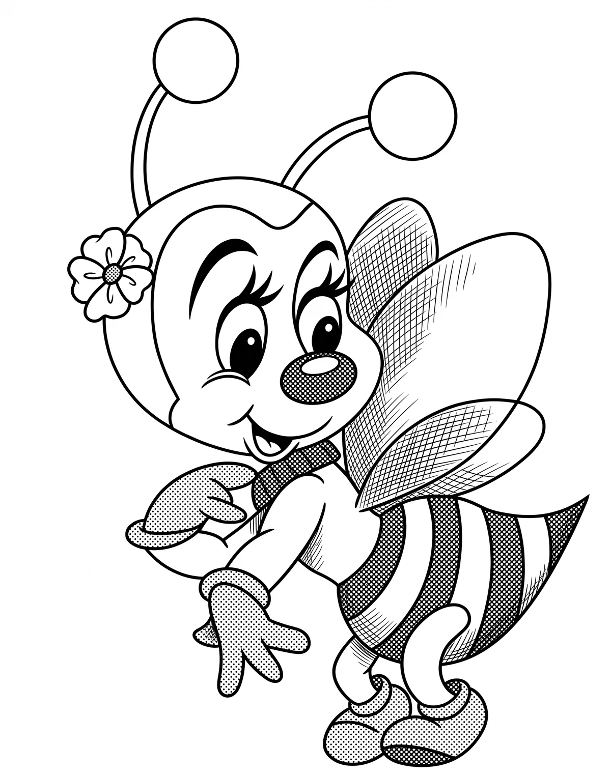 Bee Fairy printable coloring page with line art and color reference