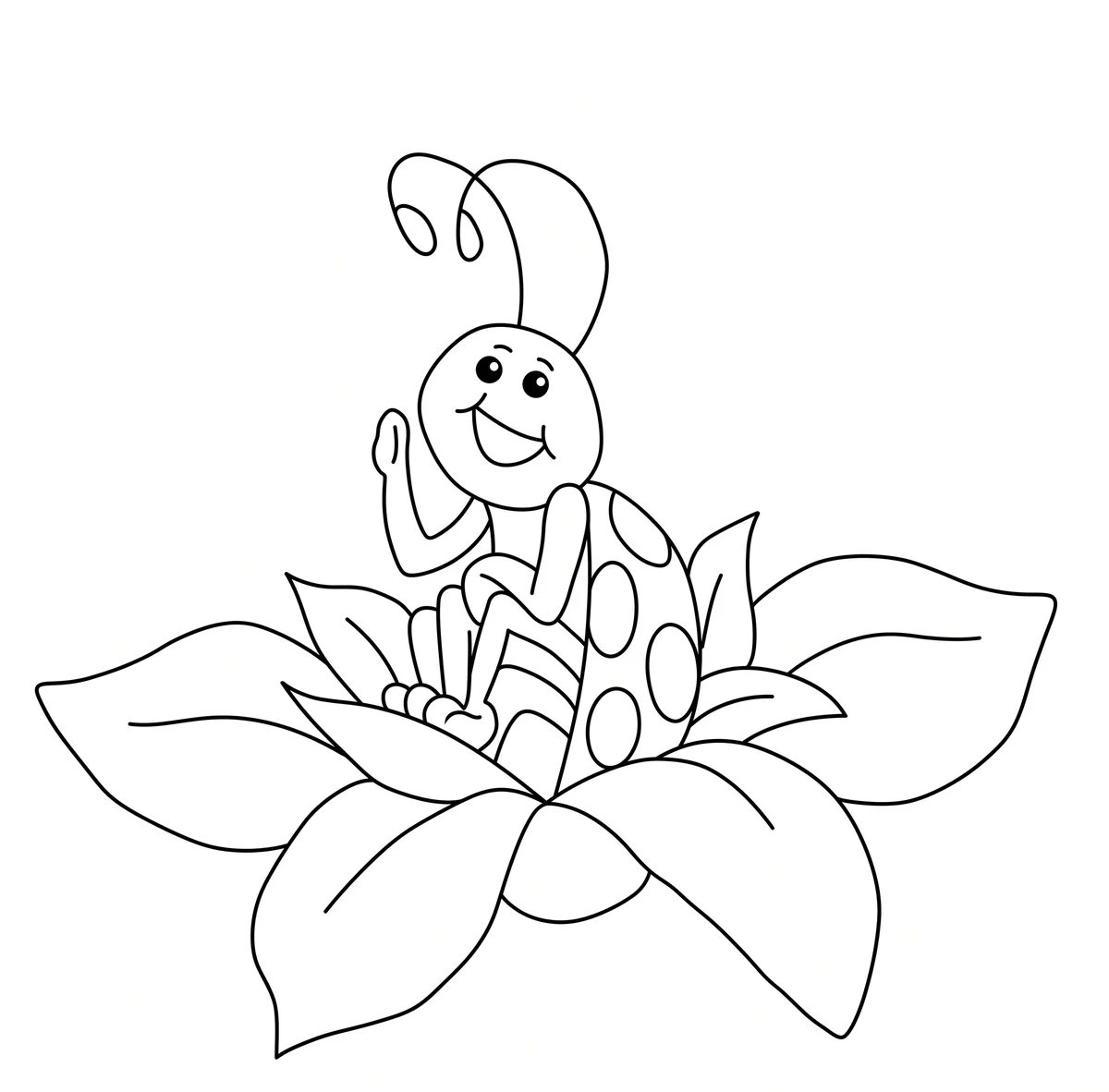 Flying Ladybug printable coloring page with line art and color reference