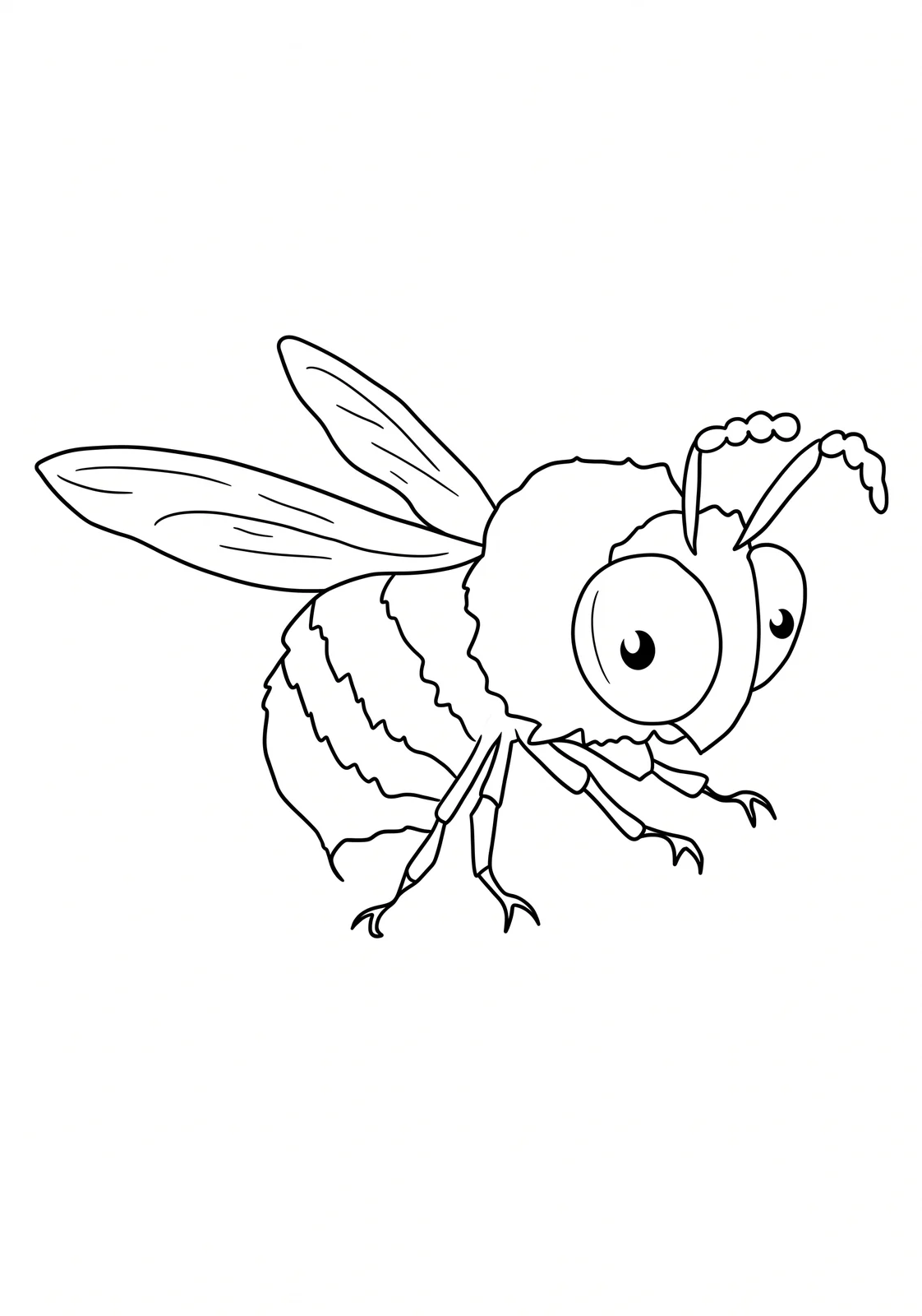 Fuzzy Honey Bee printable coloring page with line art and color reference