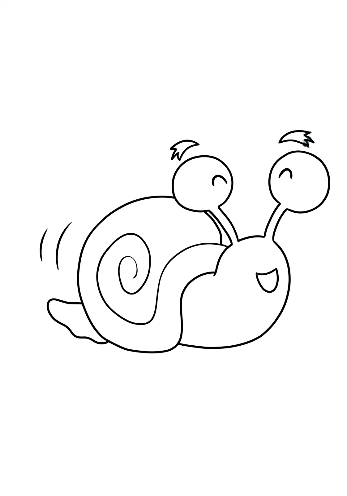 Happy Snail printable coloring page with line art and color reference