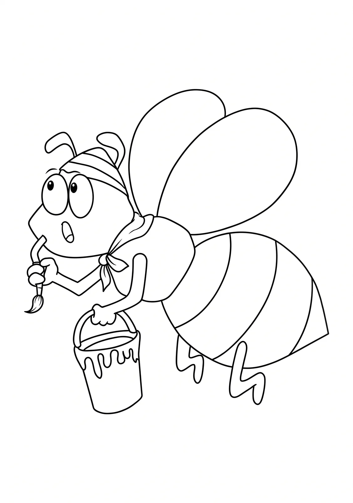 Honey Bee Helper printable coloring page with line art and color reference