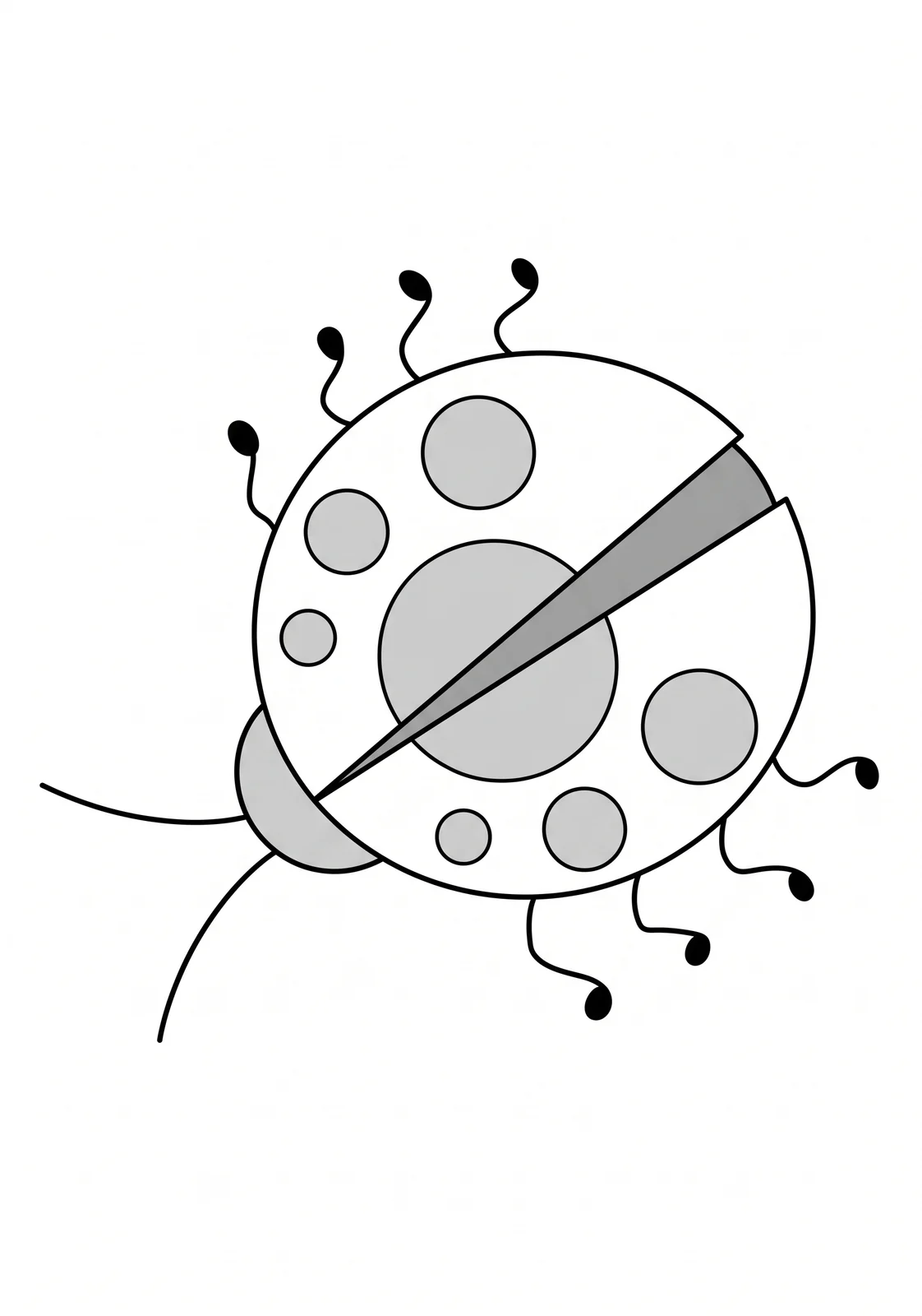 Round Ladybug printable coloring page with line art and color reference