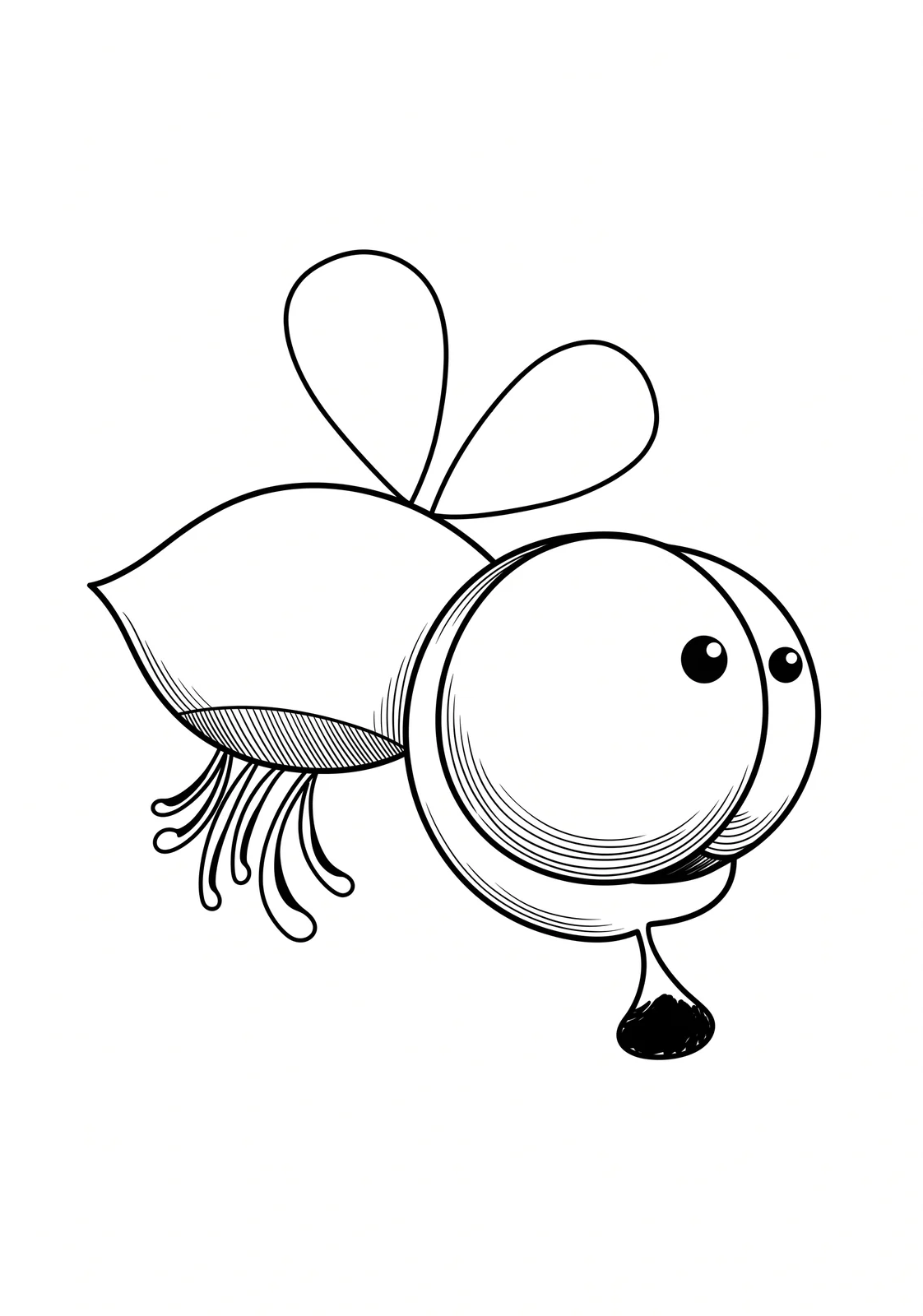 Silly Bumblebee printable coloring page with line art and color reference