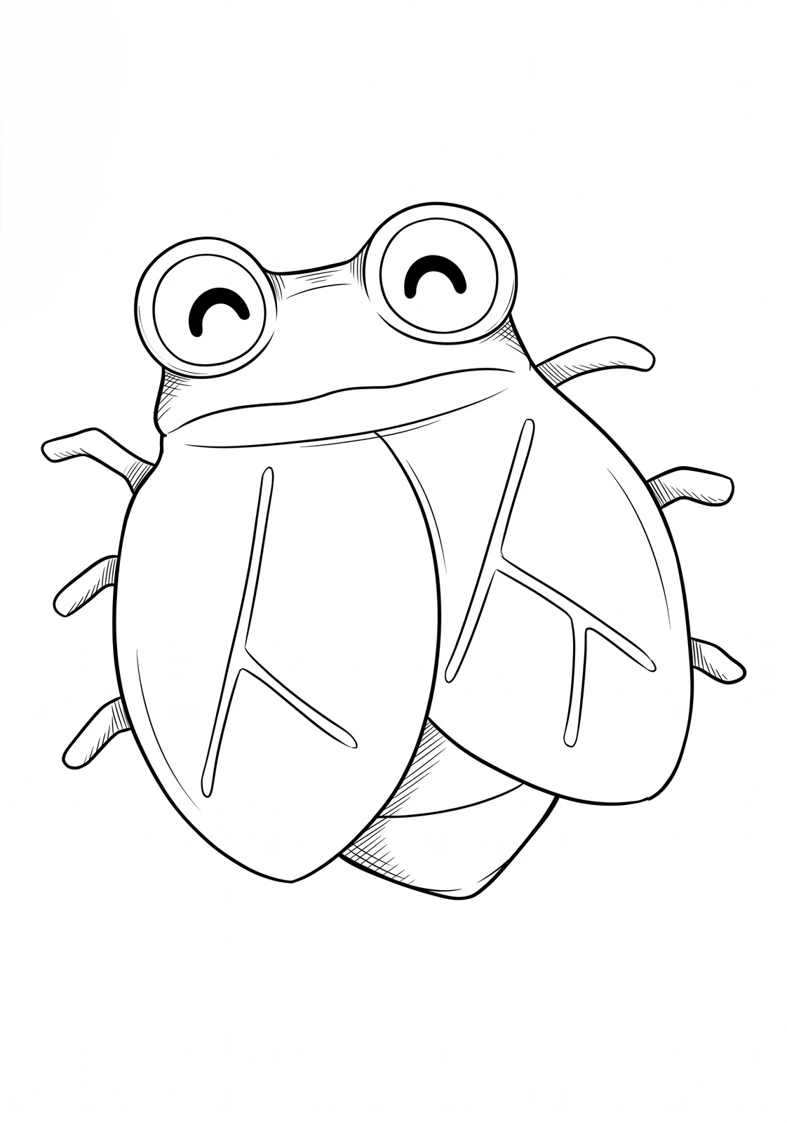 Smiling Beetle printable coloring page with line art and color reference