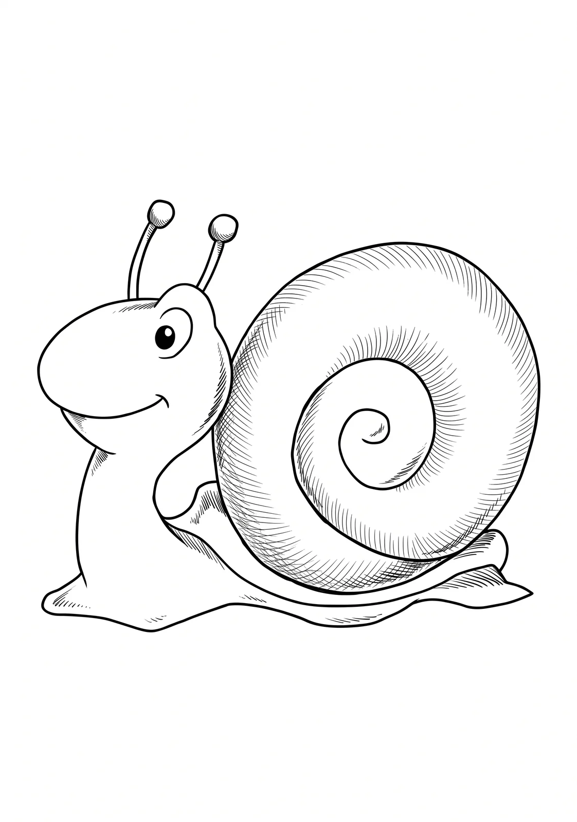 Spiral Shell Snail printable coloring page with line art and color reference