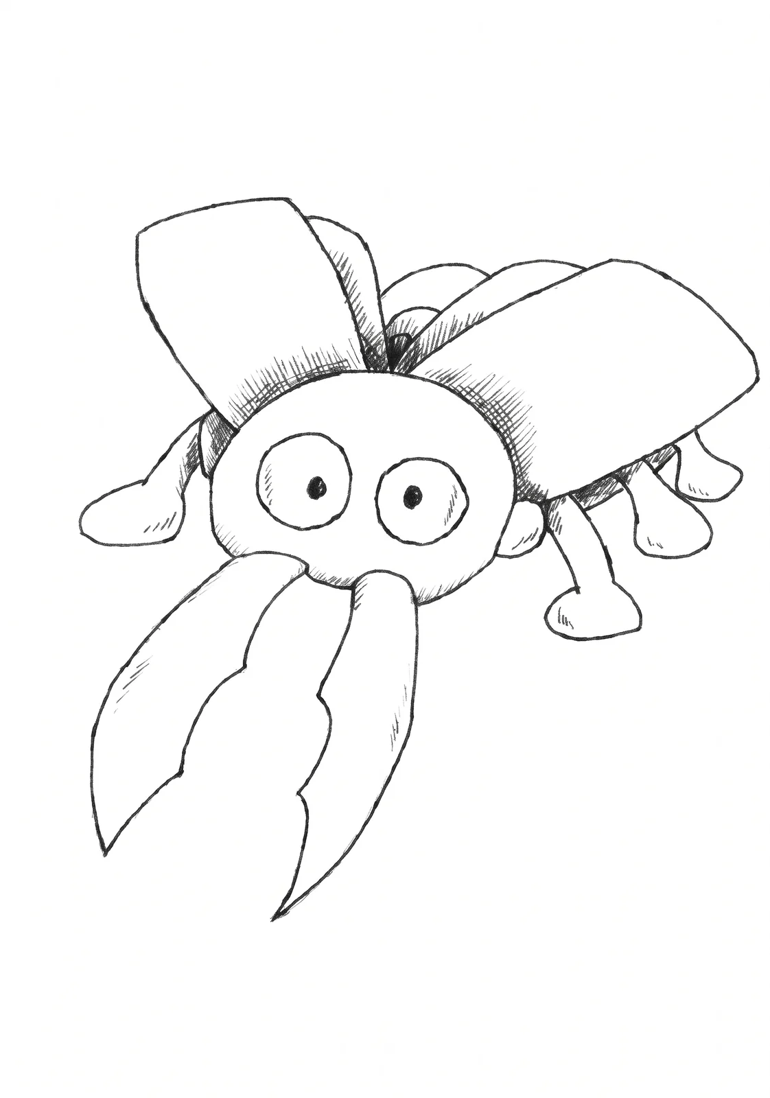 Wide-Eyed Cockroach printable coloring page with line art and color reference