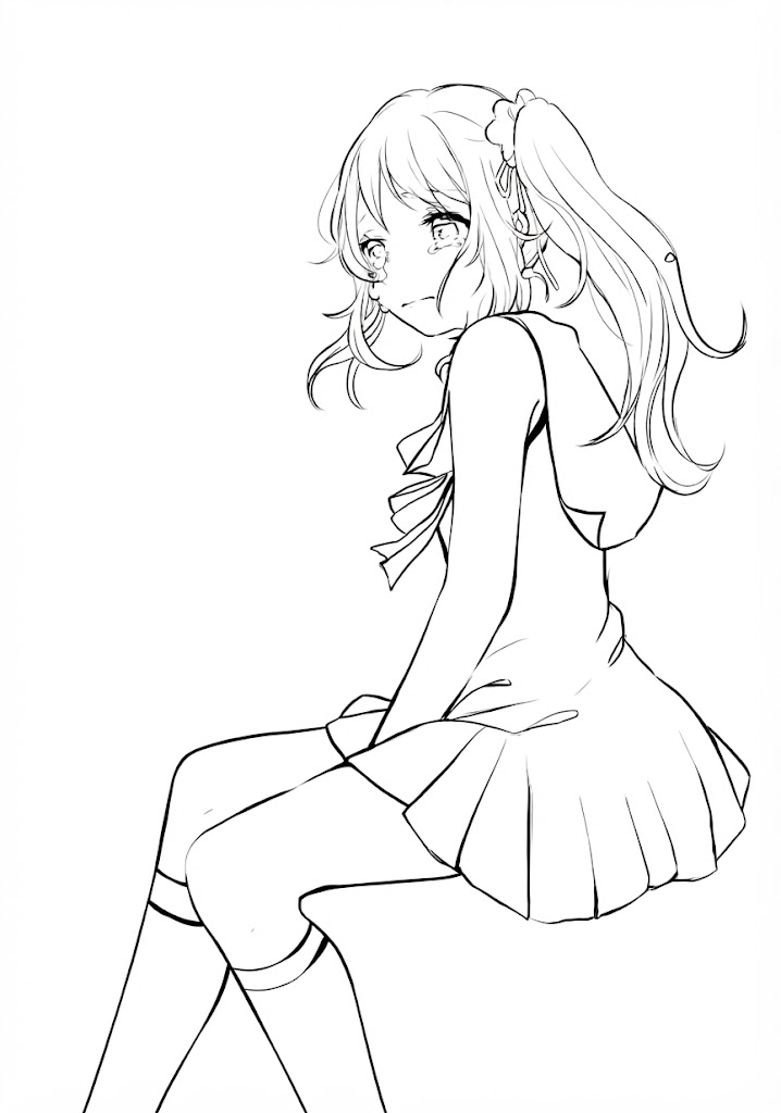 Anime character 132 printable coloring page with line art and color reference