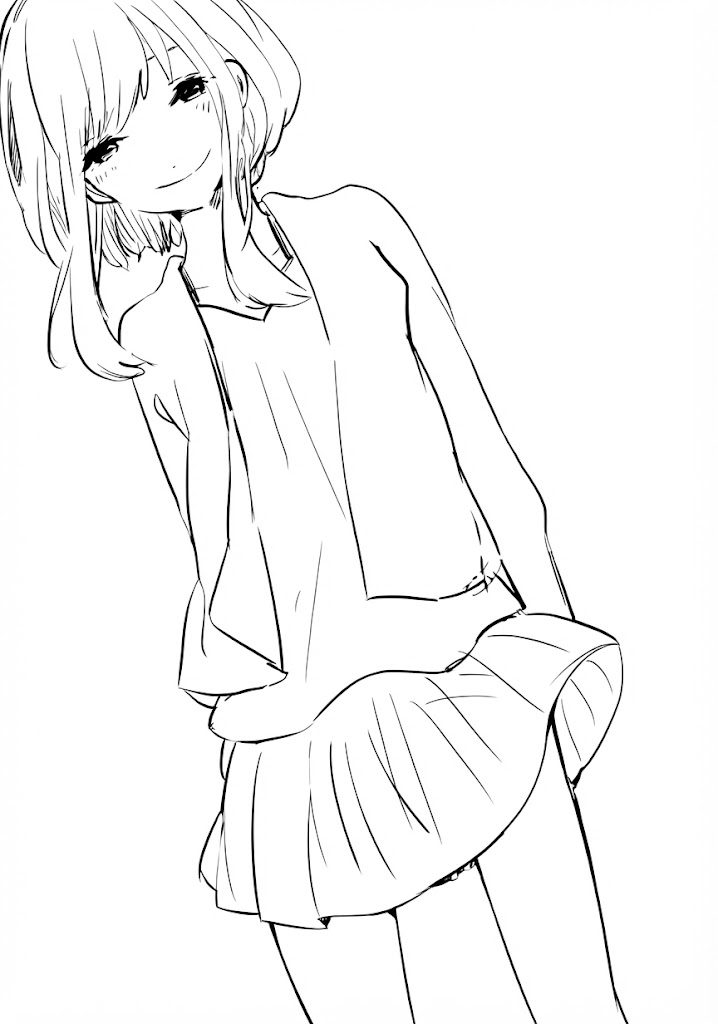 Anime character 143 printable coloring page with line art and color reference
