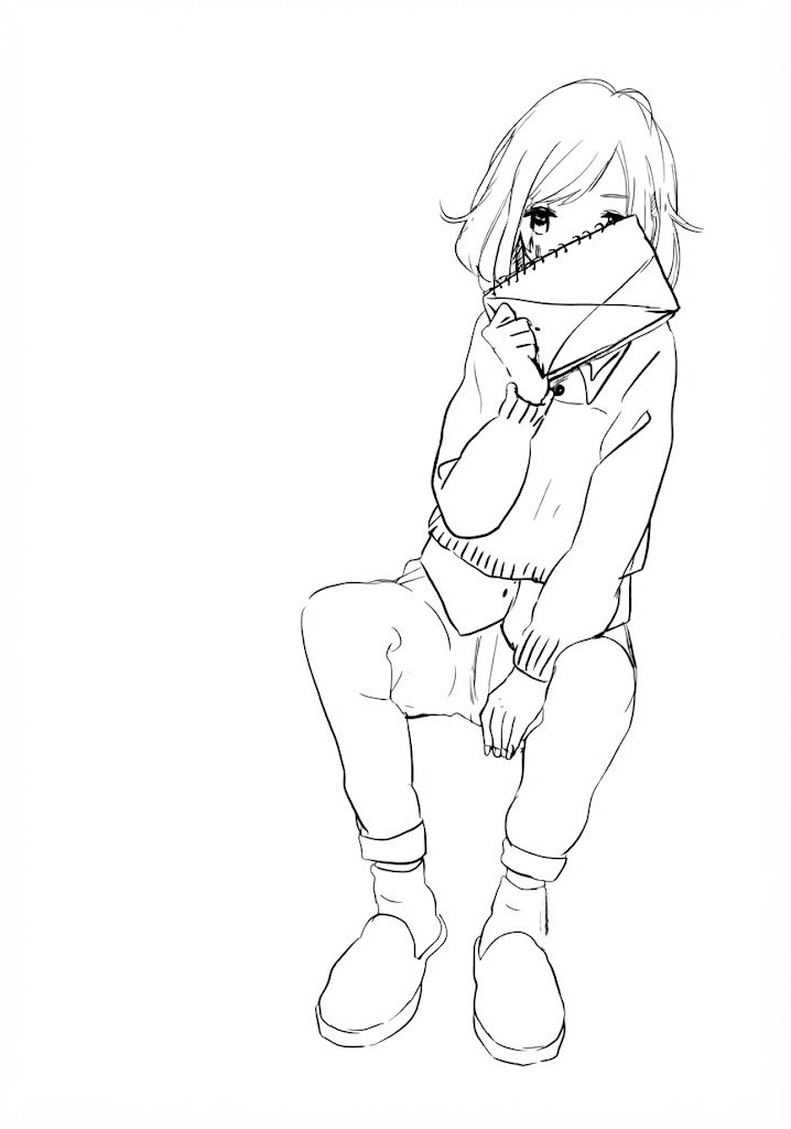 Anime character 146 printable coloring page with line art and color reference