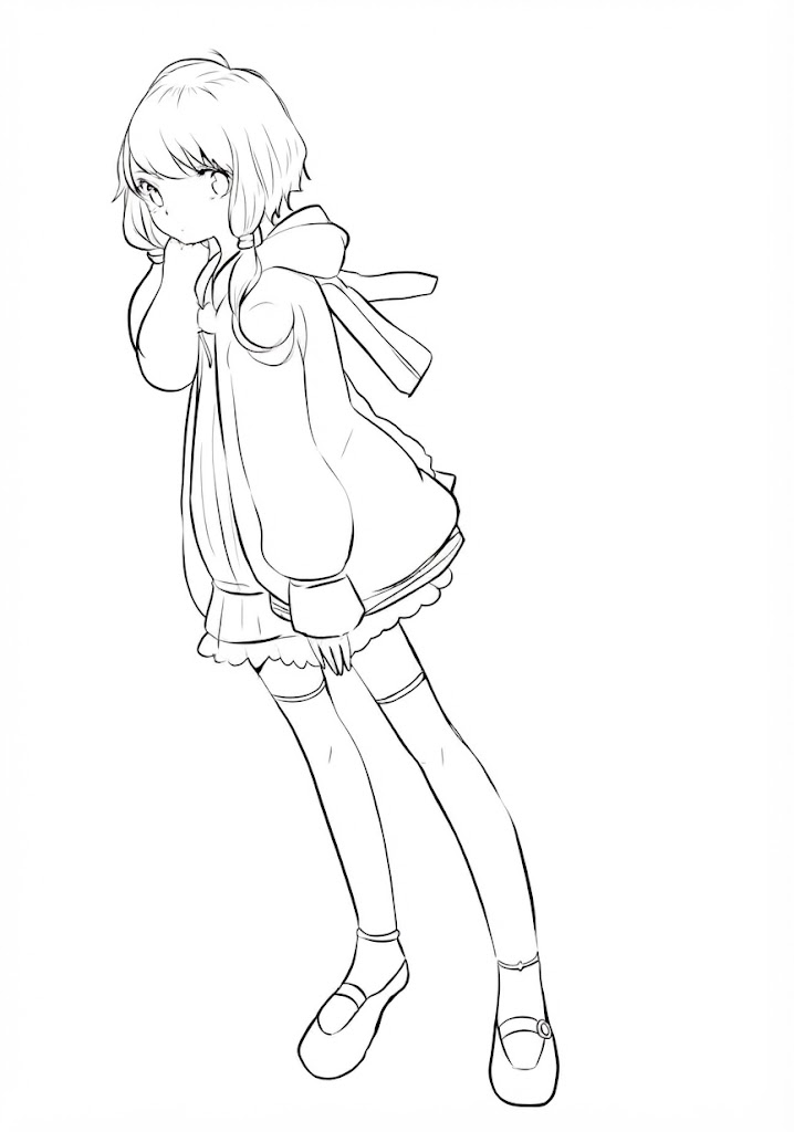 Anime character 153 printable coloring page with line art and color reference