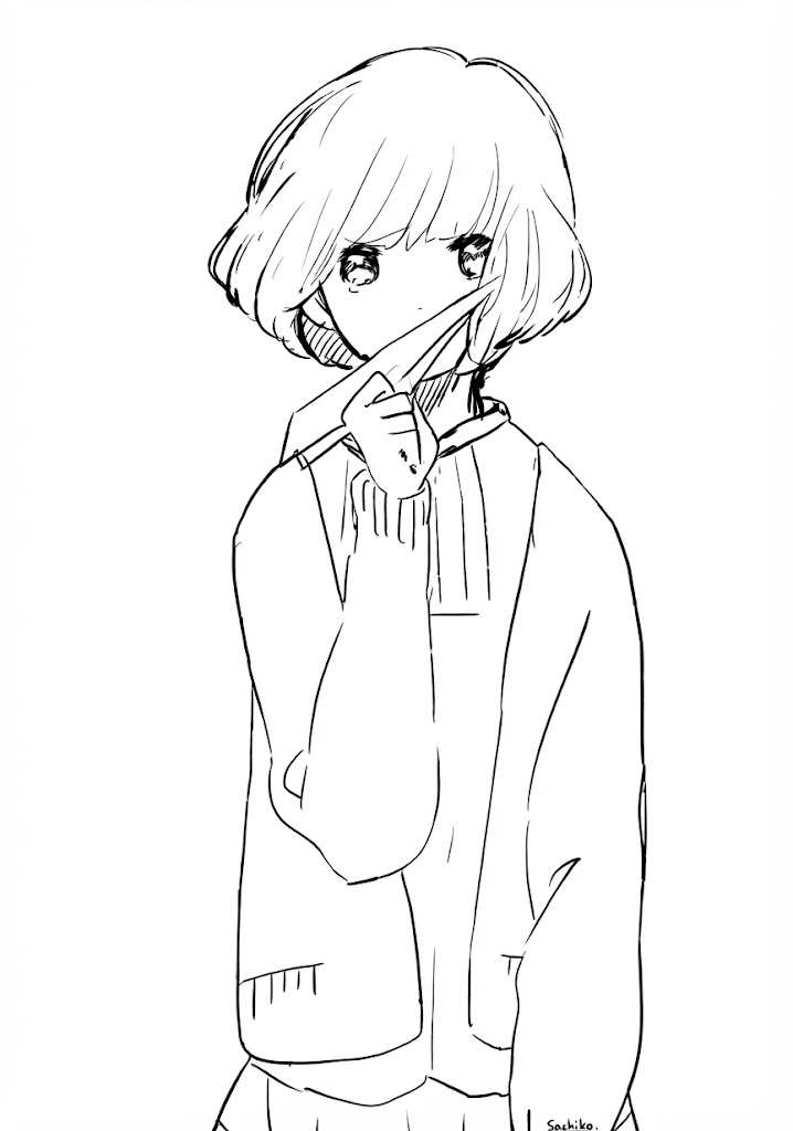 Anime character 162 printable coloring page with line art and color reference