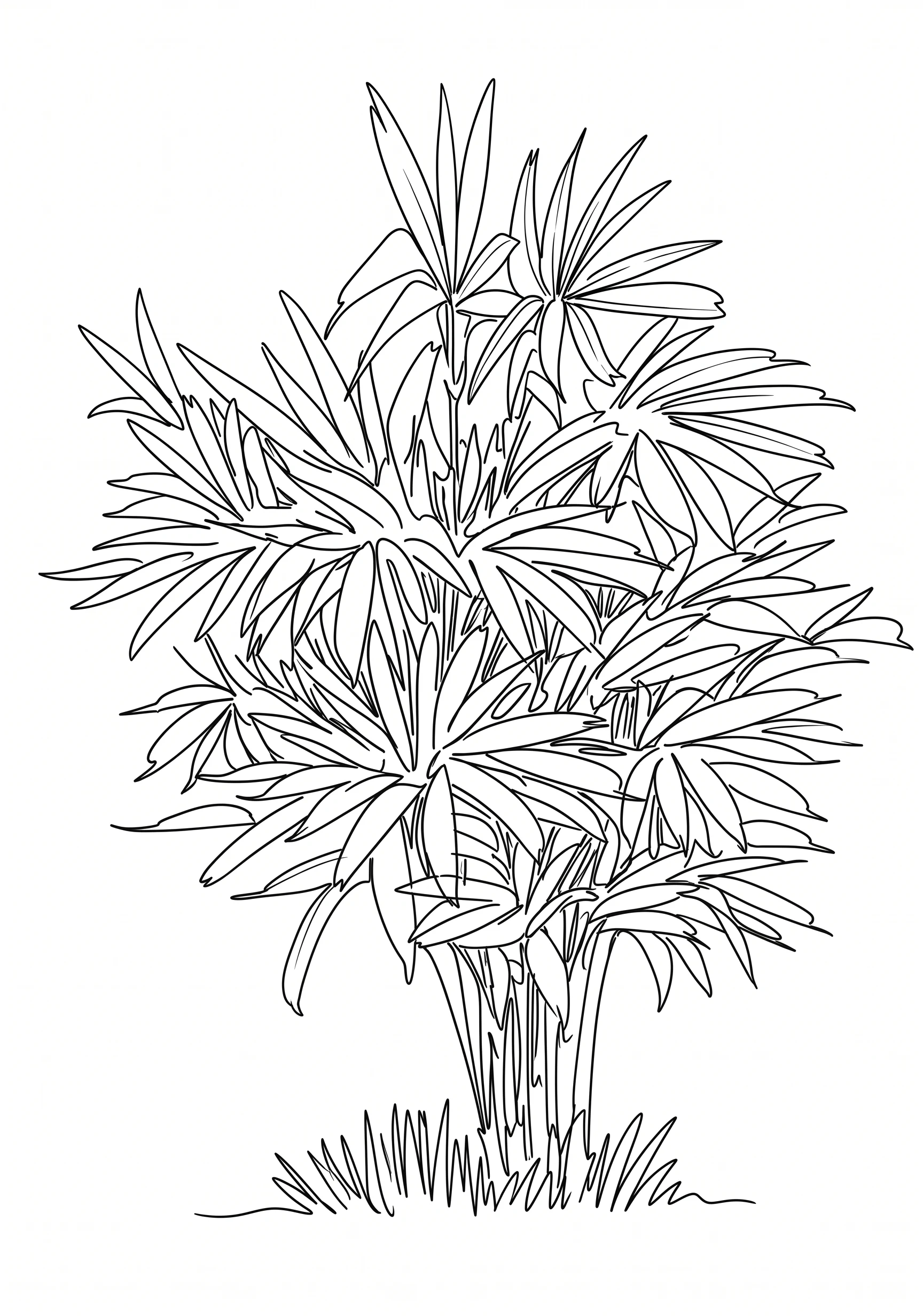 Bamboo Grove printable architecture and landscape coloring page with line art and color reference