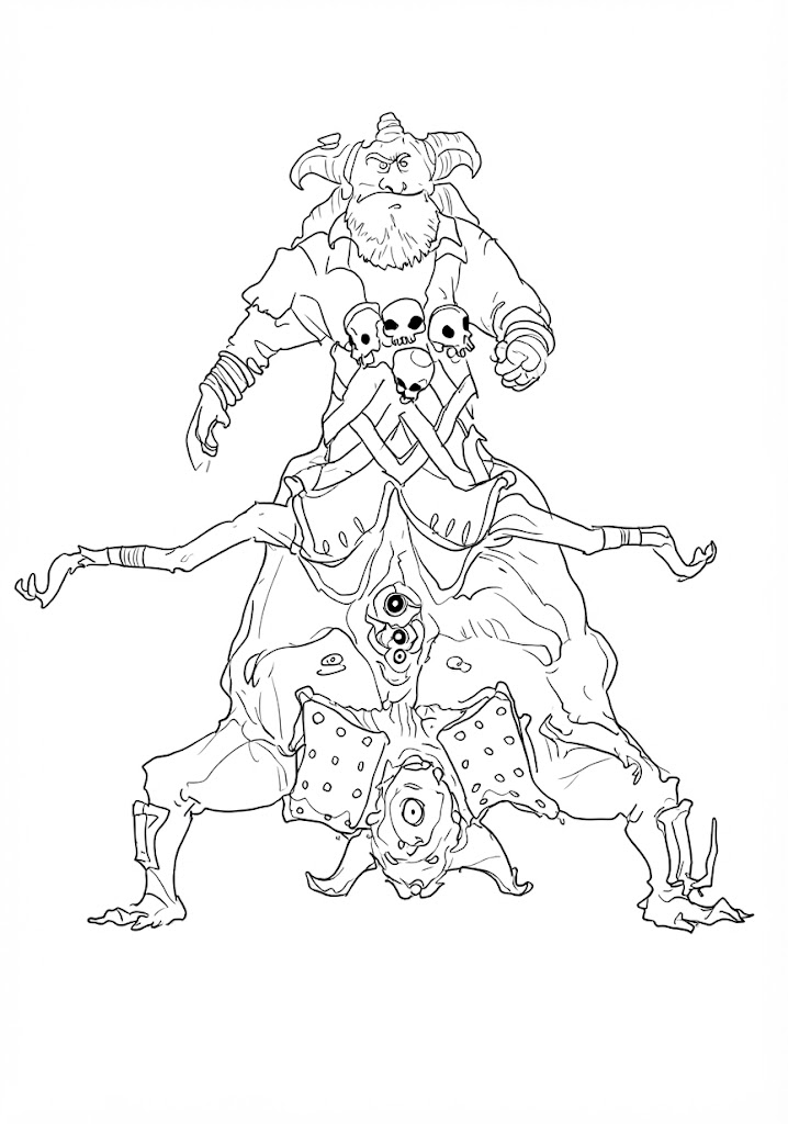 Horned Rider Warrior printable coloring page with line art and color reference