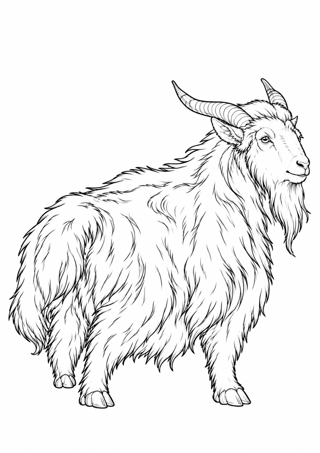 Mountain Goat printable coloring page with line art and color reference