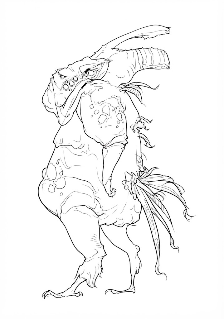 Bulky Alien printable coloring page with line art and color reference