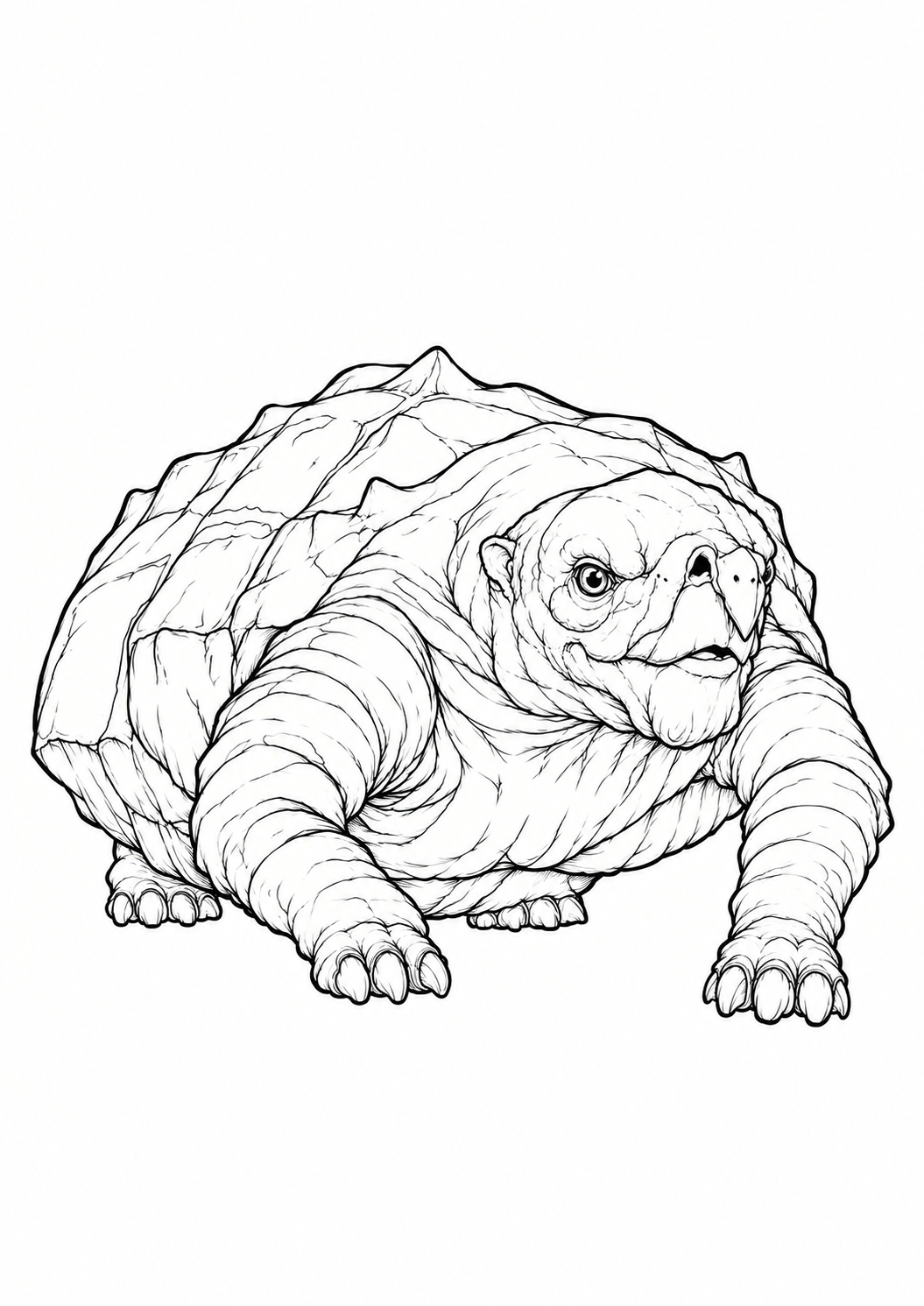 Giant Tortoise printable coloring page with line art and color reference
