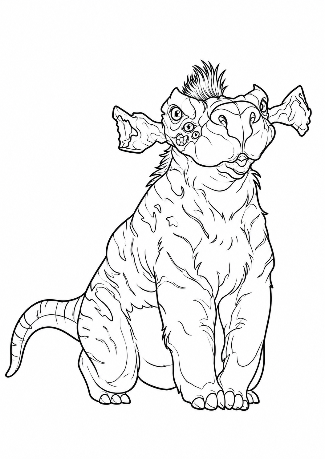 Tiger Gremlin printable coloring page with line art and color reference