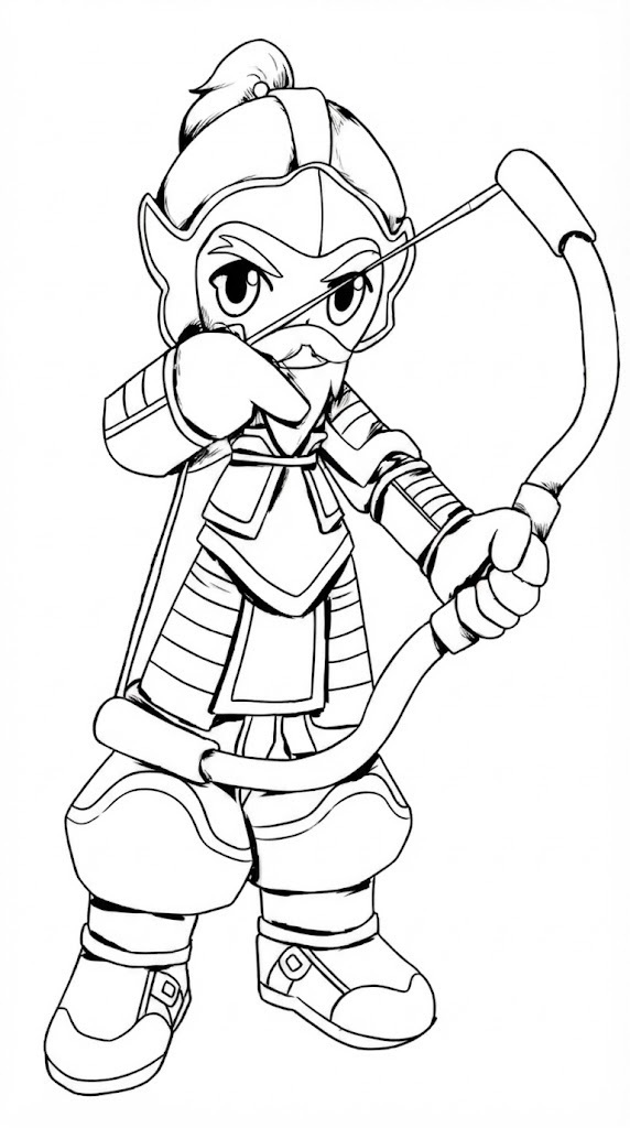 Ancient Archer printable coloring page with line art and color reference