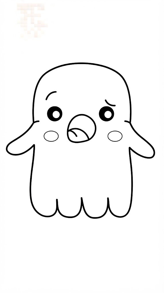 Purple Ghost printable coloring page with line art and color reference