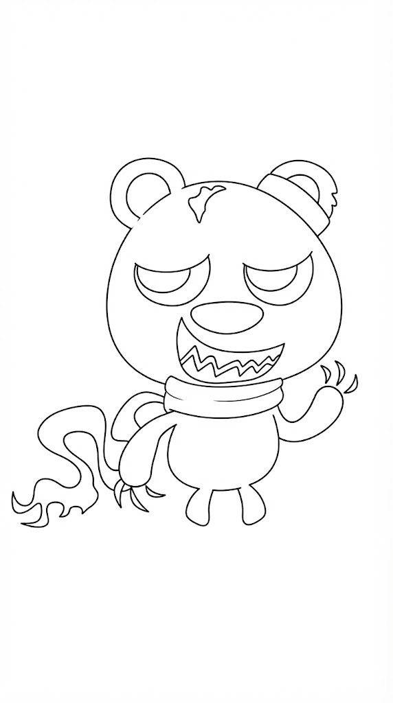 Witch Child printable coloring page with line art and color reference