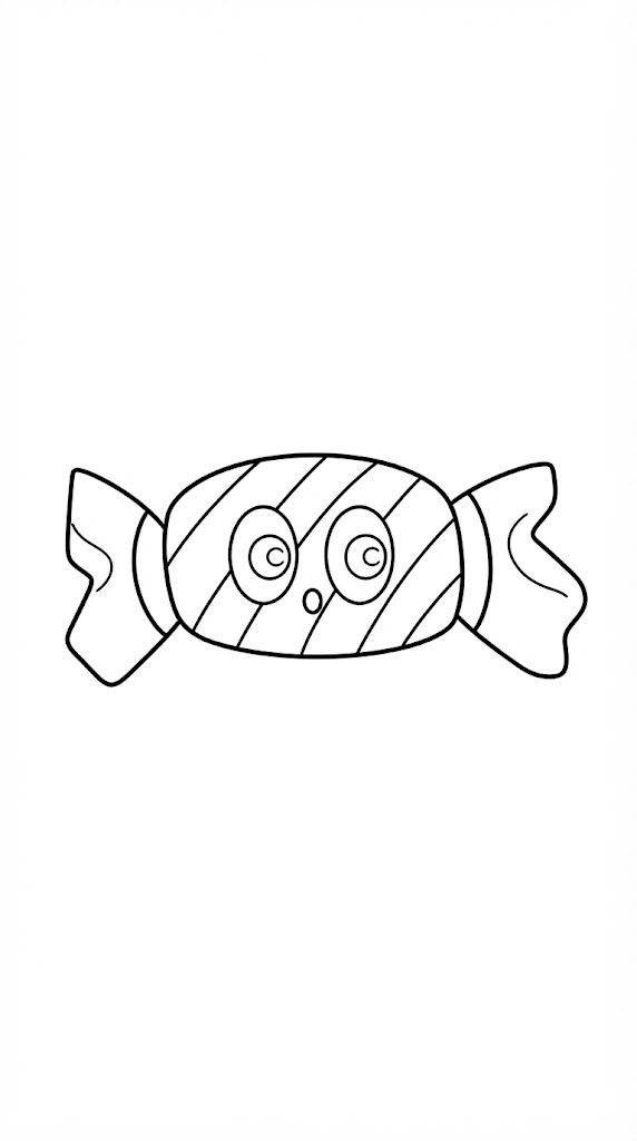 Monster Candy printable coloring page with line art and color reference