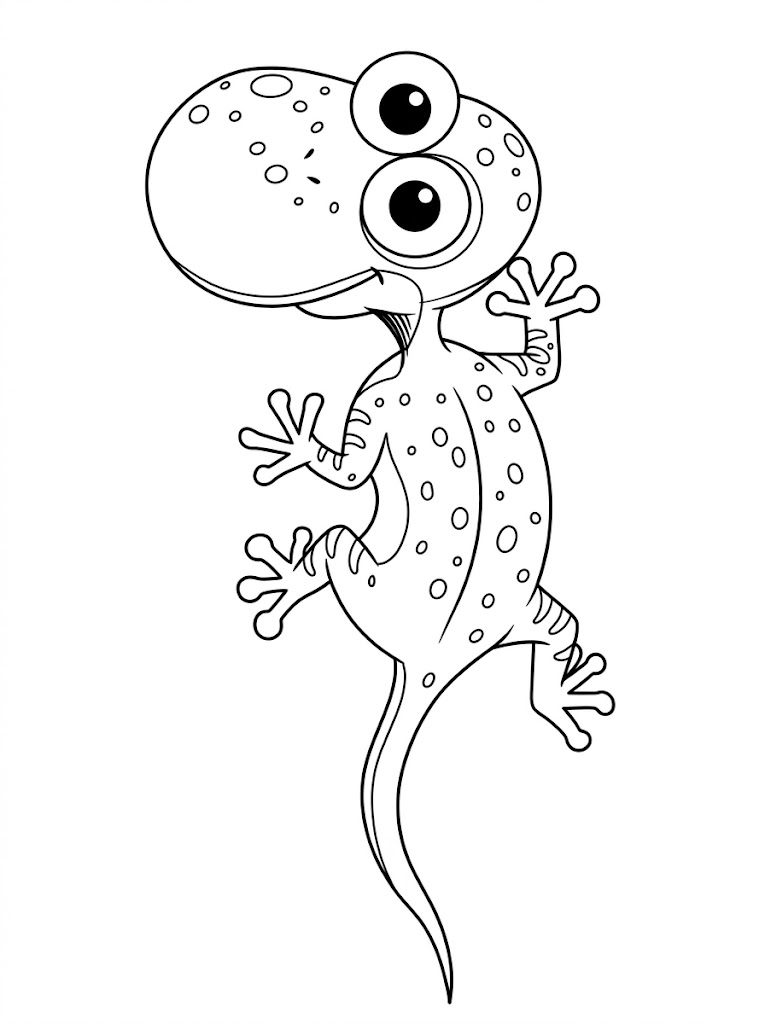 Two-Eyed Gecko printable coloring page with line art and color reference