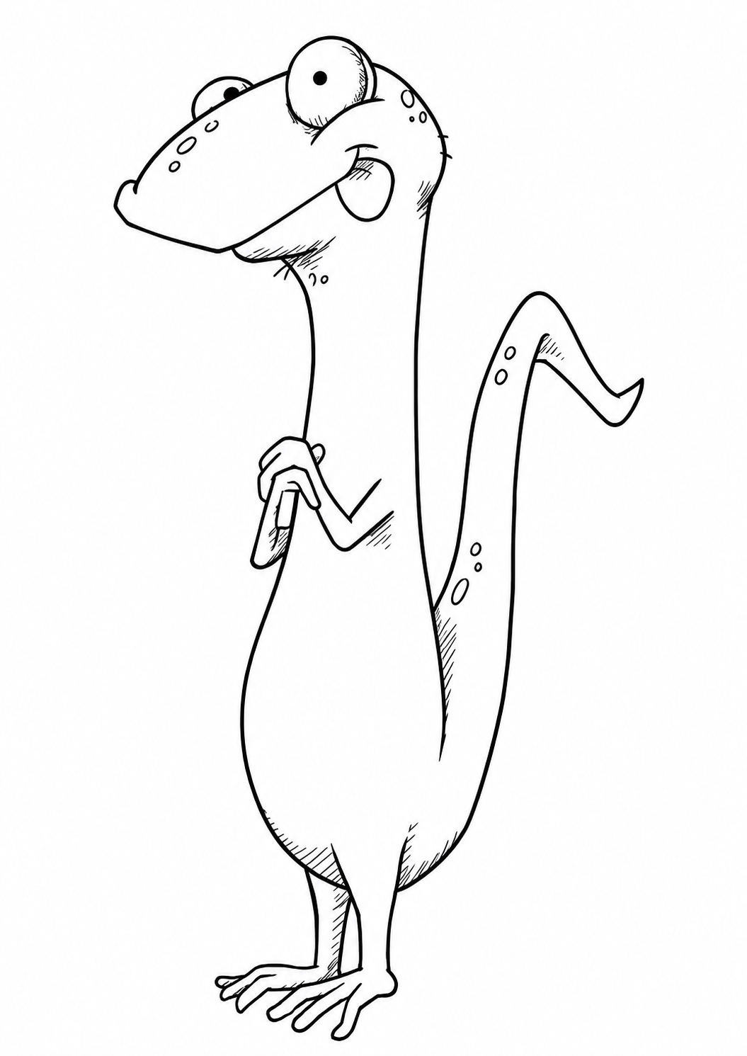 Standing Lizard printable coloring page with line art and color reference