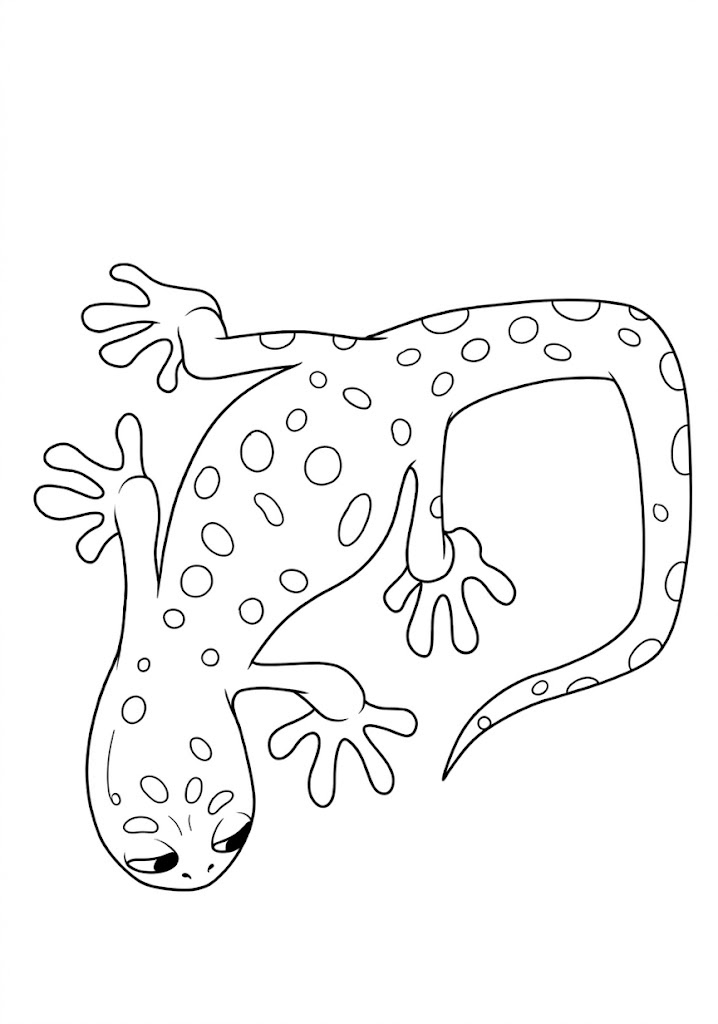 Spotted Gecko printable coloring page with line art and color reference