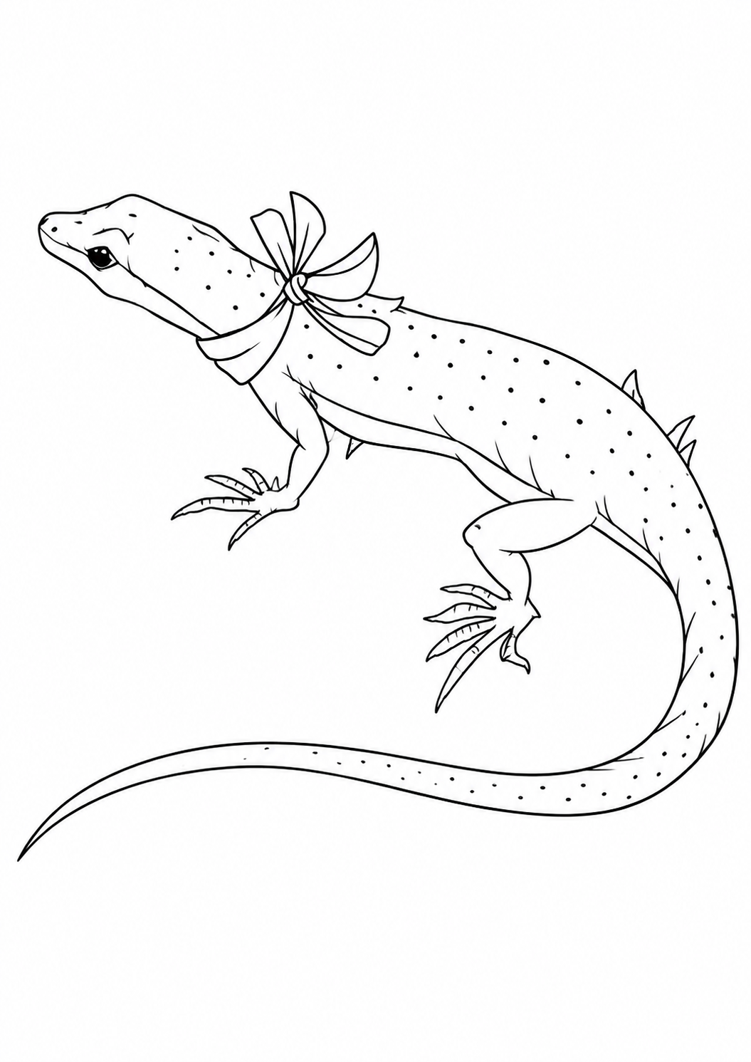 Bow Tie Gecko printable coloring page with line art and color reference