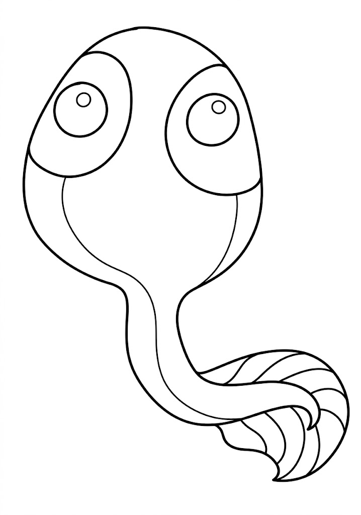 Friendly Tadpole printable coloring page with line art and color reference