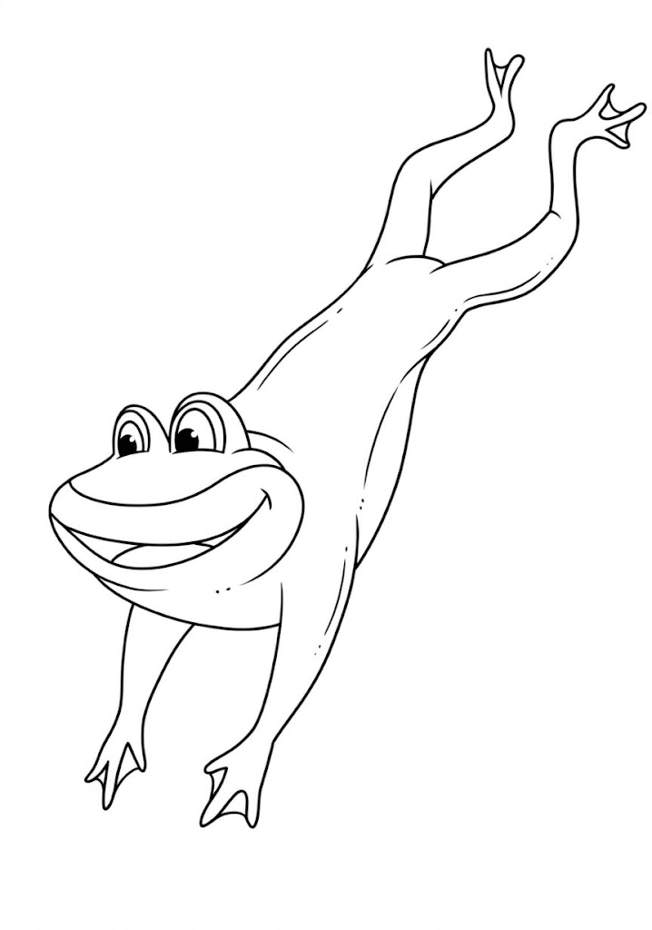 Jumping Frog printable coloring page with line art and color reference