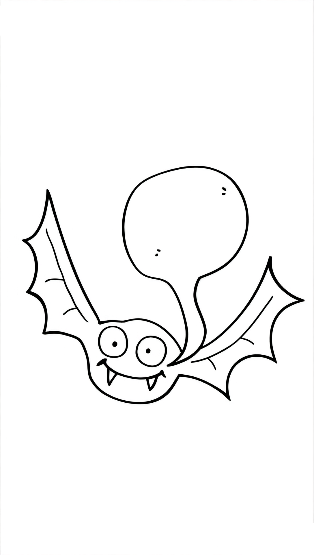 Bat with a Balloon Halloween coloring page printable line art