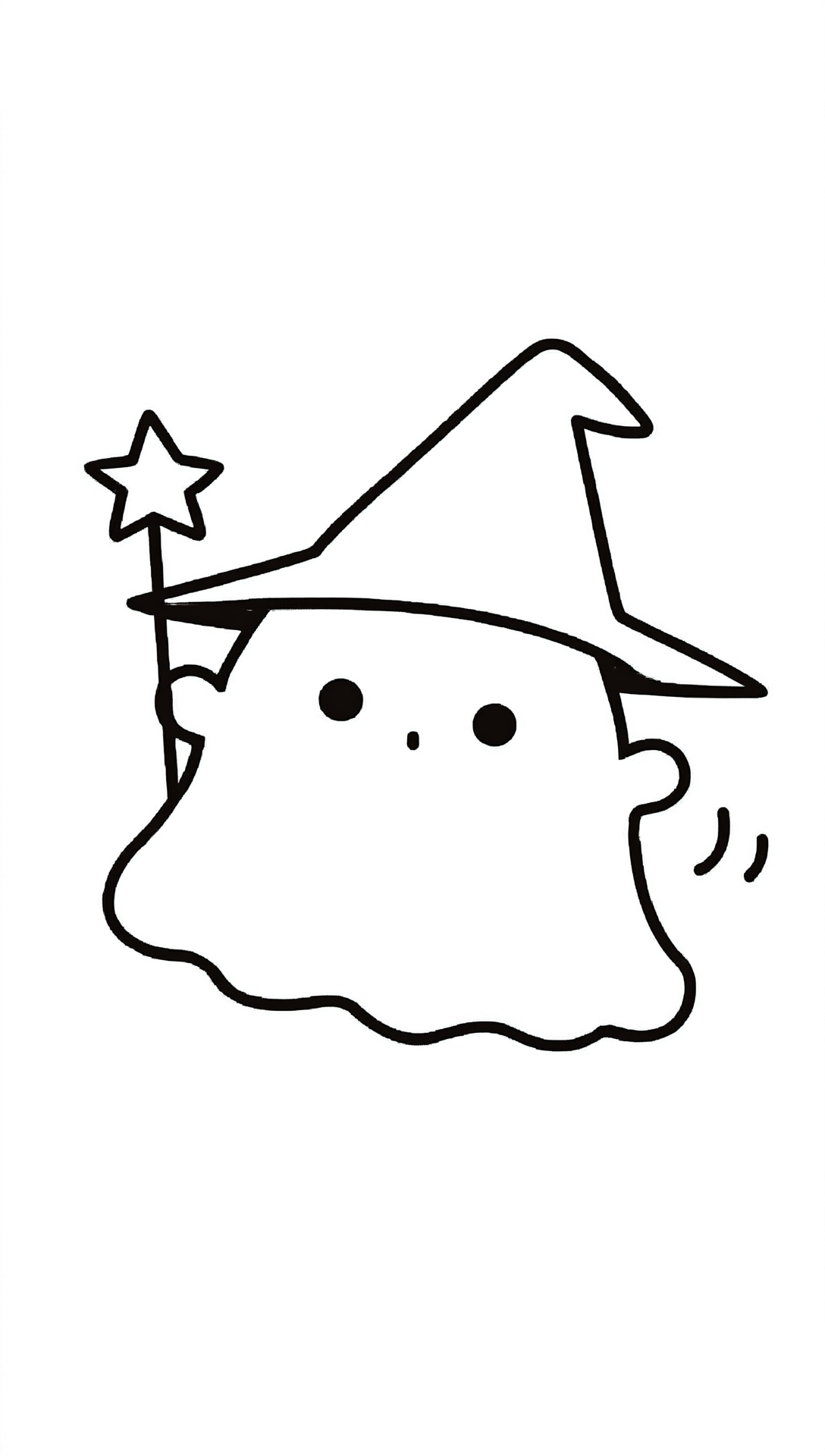 Ghost Witch Halloween coloring page printable line art