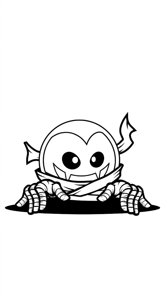 Mummy Vampire Halloween coloring page printable line art