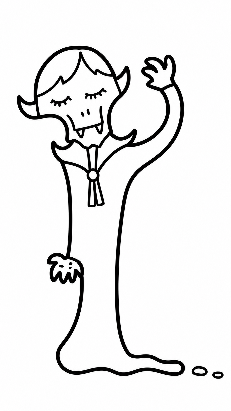 Waving Vampire Halloween coloring page printable line art