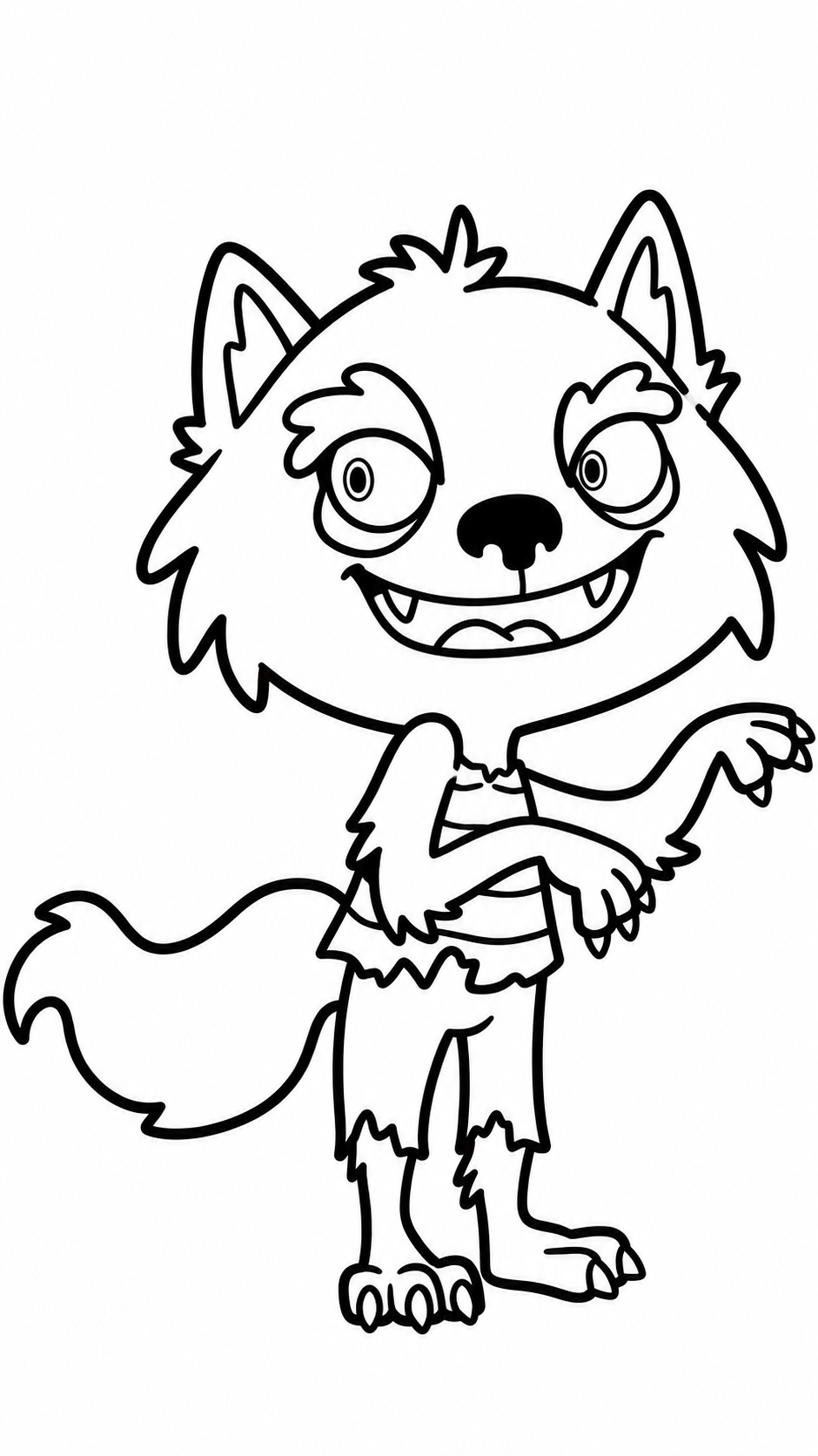 Friendly Werewolf Halloween coloring page printable line art