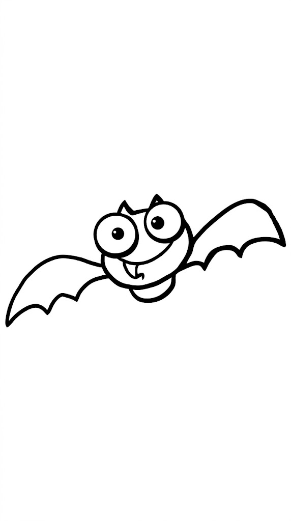 Flying Bat Halloween coloring page printable line art