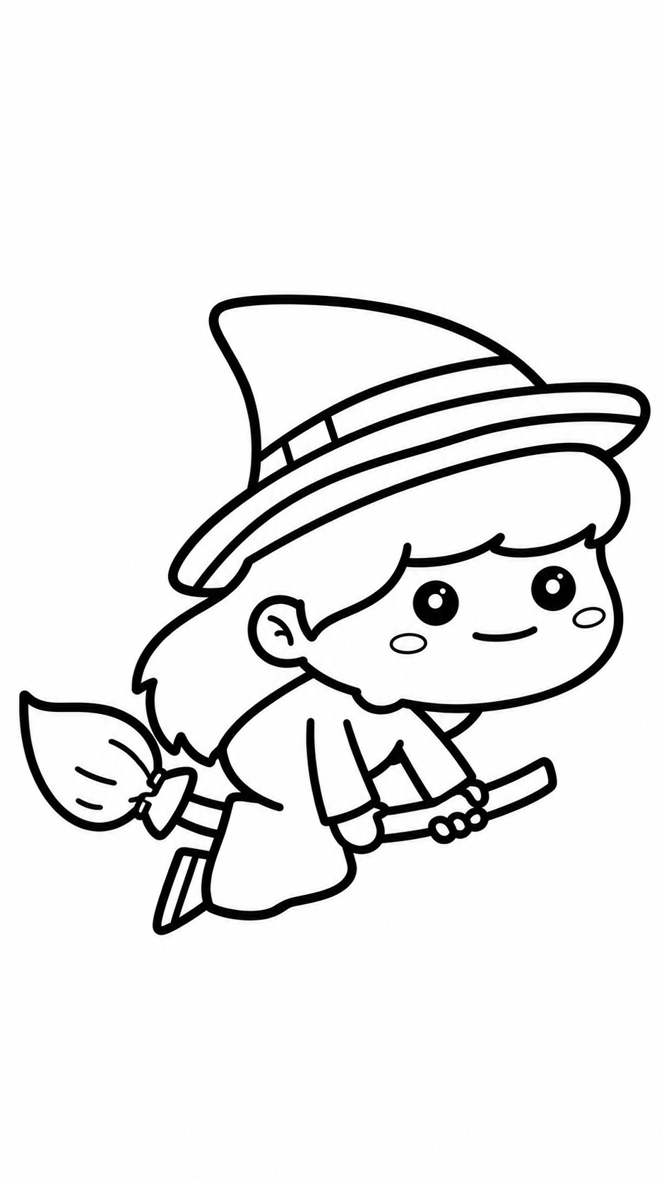 Flying Witch Halloween coloring page printable line art