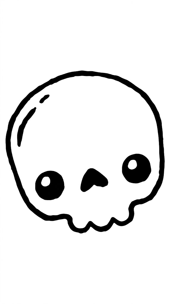Cute Skull Halloween coloring page printable line art