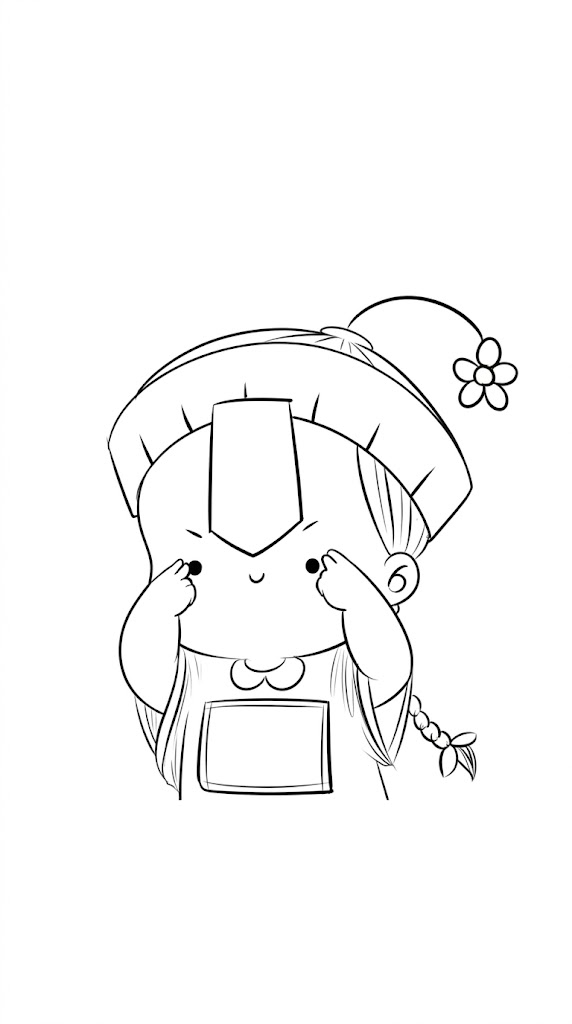 Chibi Costumed Character Halloween coloring page printable line art