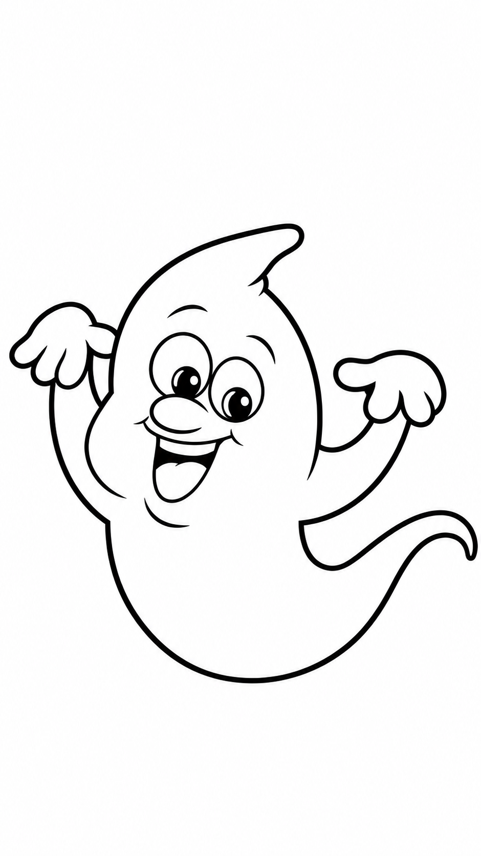 Waving Ghost Halloween coloring page printable line art