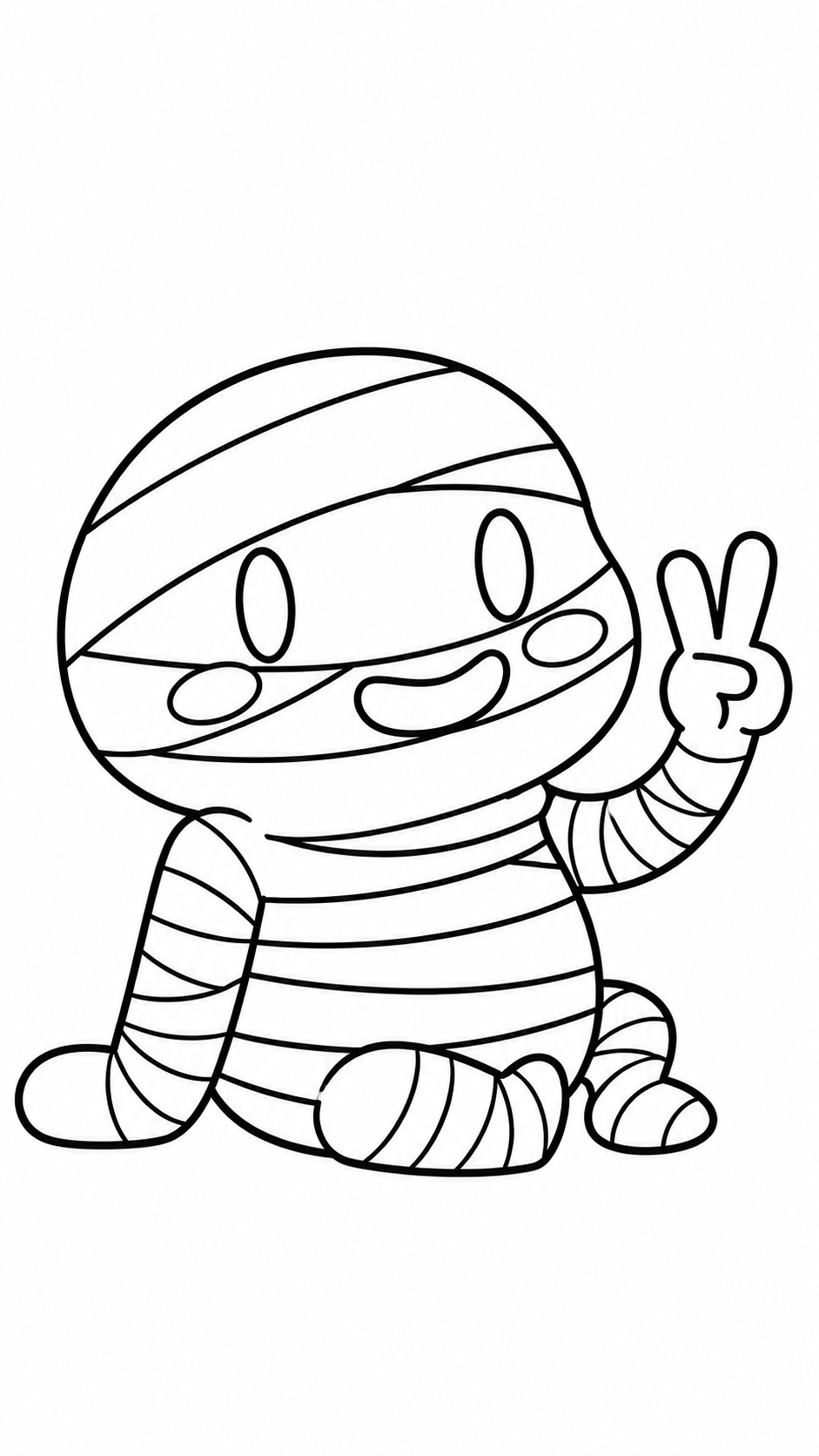 Mummy Peace Sign Halloween coloring page printable line art