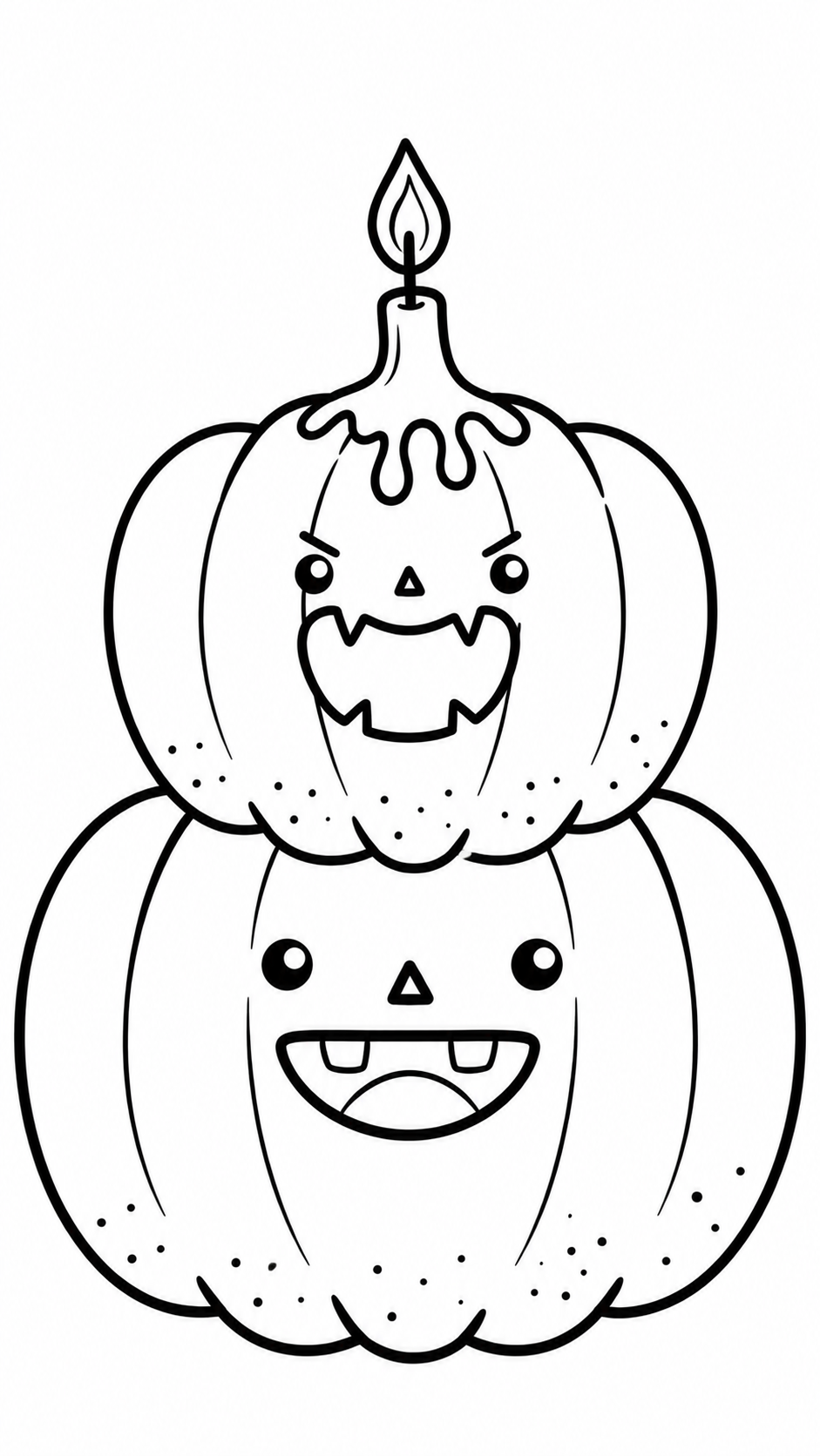 Stacked Pumpkin Candles Halloween coloring page printable line art