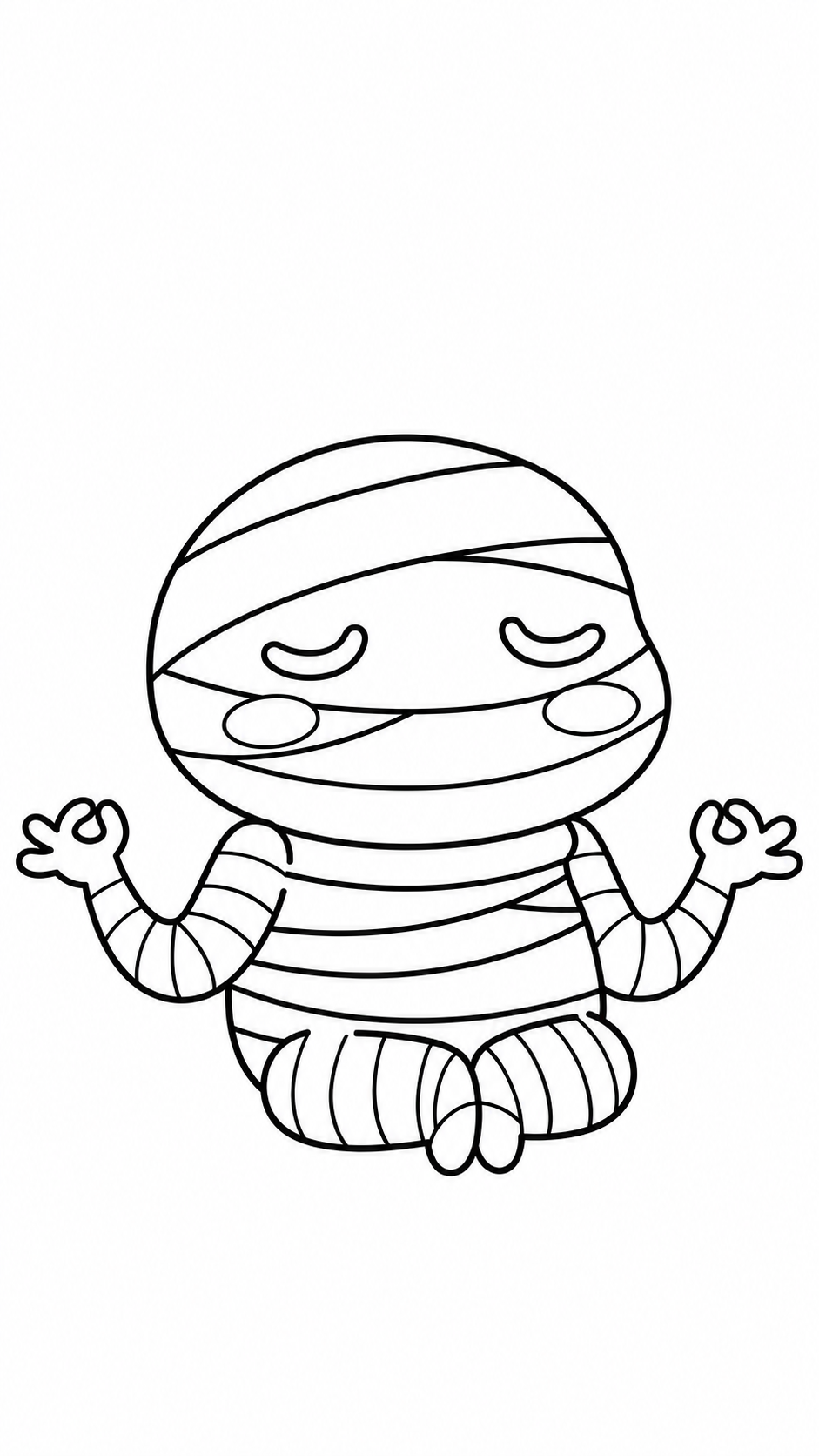 Waving Mummy Halloween coloring page printable line art