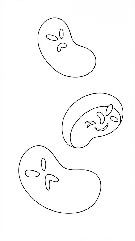 Halloween Bean Candies Halloween coloring page printable line art