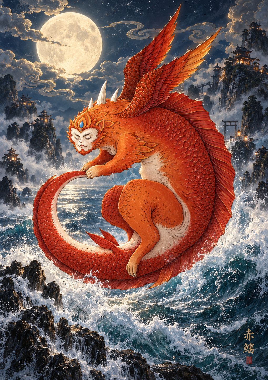 Finished Chi Ru mythical creature artwork