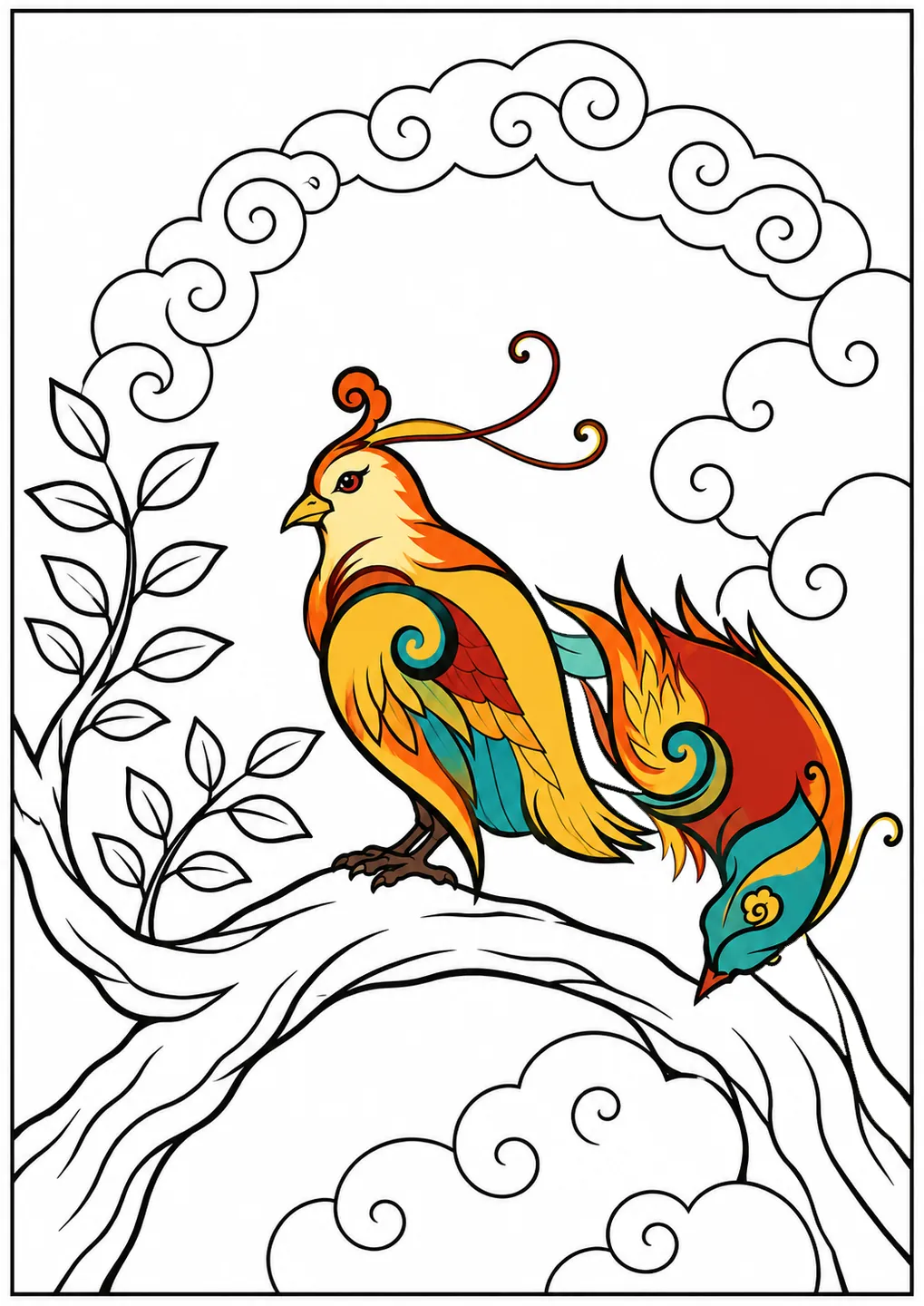 Fei Yi Bird coloring inspiration with flat colors