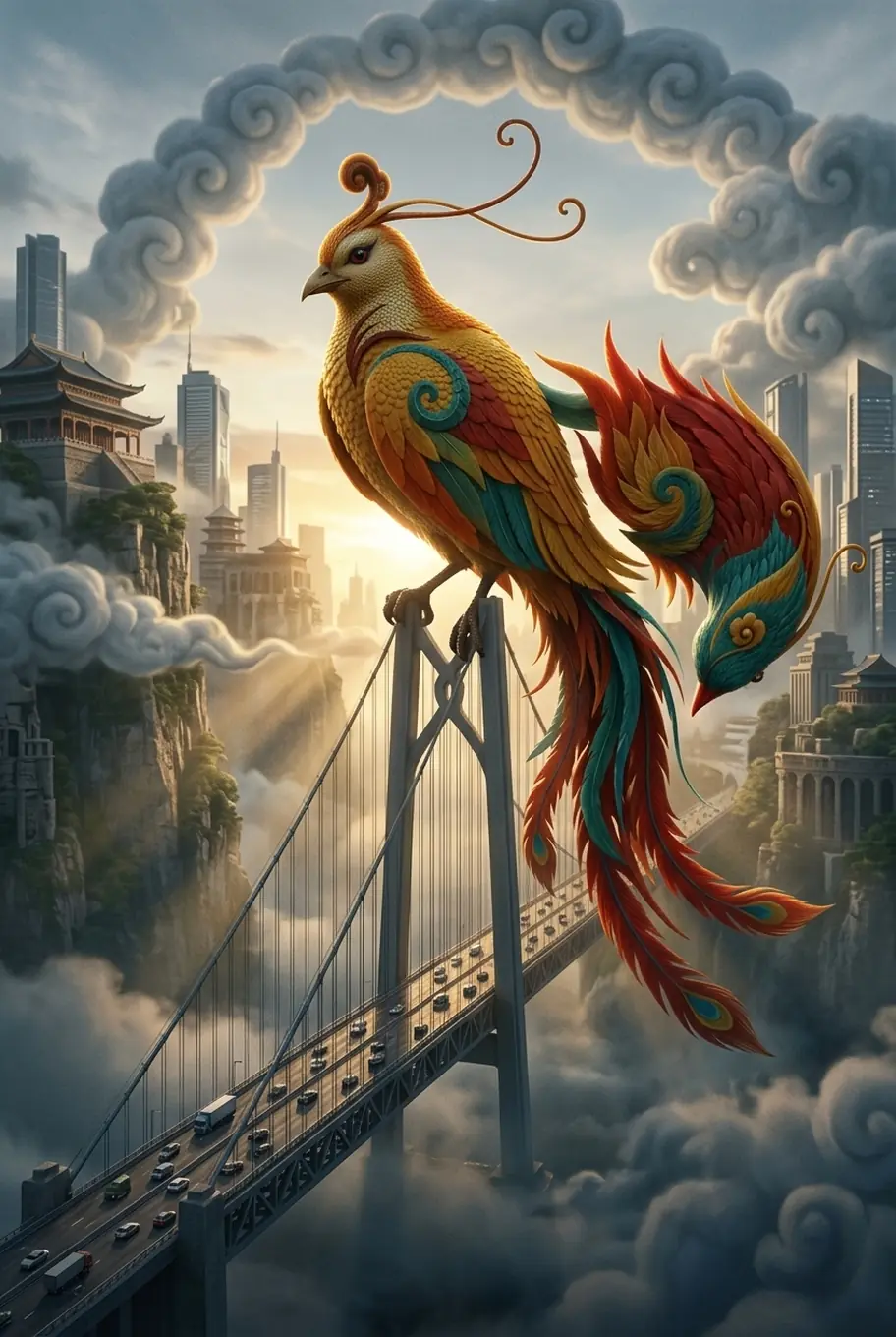 Finished Fei Yi Bird mythical creature artwork