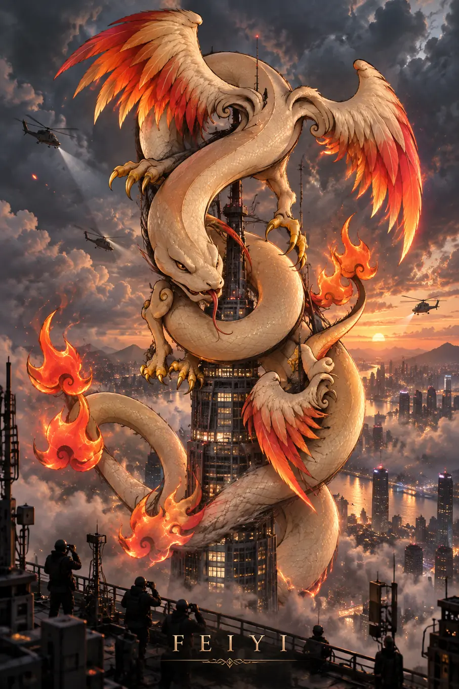 Finished Fei Yi Snake mythical creature artwork